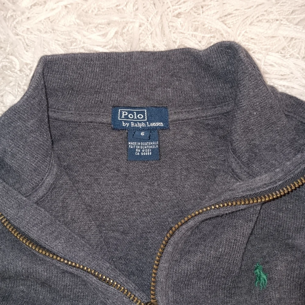Polo Ralph Lauren Sweater Boys Size 6 Gray Cotton Knit 1/4 Zip